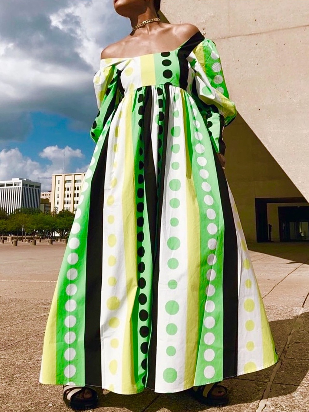 Christopher John Rogers | Lime Green Yellow Polka-Dot Celebration Dress 20 / 22W